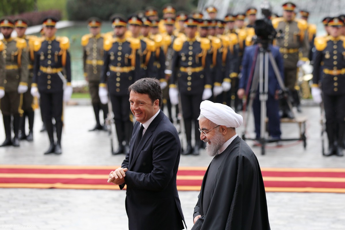 President Rouhani officially welcomed the Prime Minister of Italy Matteo Renzi in Sa’dabad Cultural Complex in Tehran on Tuesday 12 April 2016.