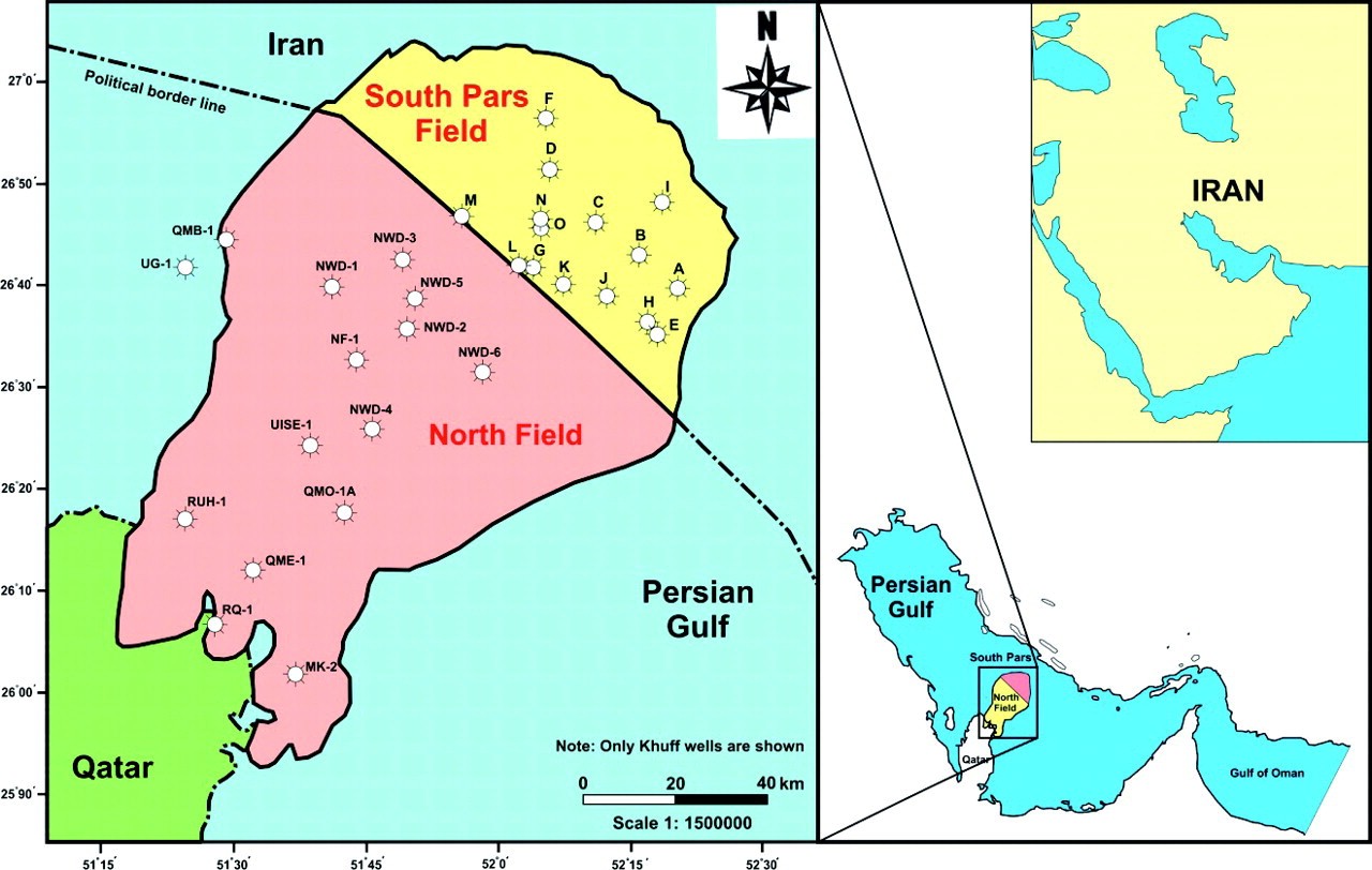 Iran south pars gas field map
