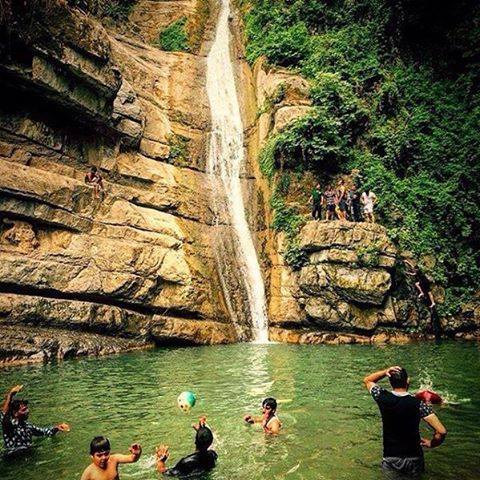 Iranian People have fun in waterfall!