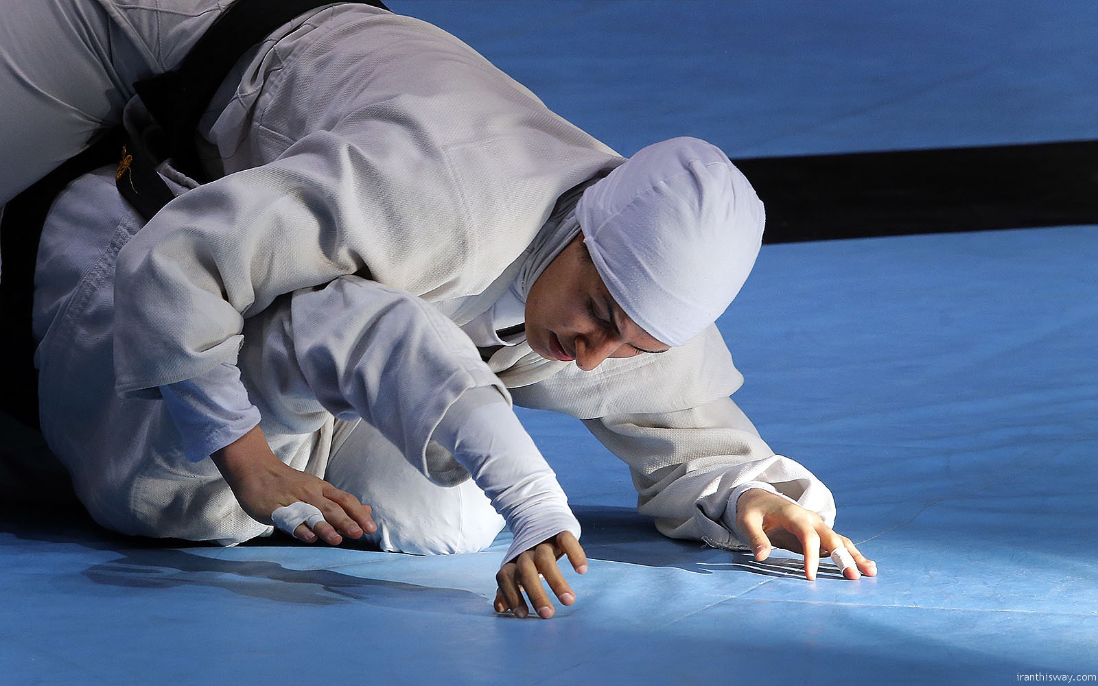 Iranian girls training grappling wrestling-Photo